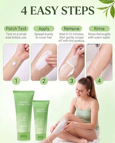 Hair Removal Cream for Women & Men, Gentle & Fast Body Hair Remover, Smooth Skin Finish, Suitable for Legs, Arms, Underarms & Bikini Area, Soothing Formula for Sensitive Skin - Thumbnail 4