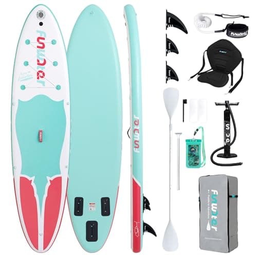 FunWater Inflatable Stand Up Paddle Board 10'6"/11"/11'6" Paddle Board for Adults & Youth, Paddleboards Inflatable with Premium SUP Accessories, Wide Stable, Non-Slip Comfort Deck (White/Blue/Pink)
