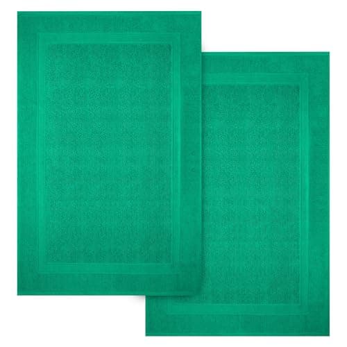 Infinitee Xclusives Premium Cotton Bath Mats for Bathroom – Pack of 2 | 34x22 Inches | Ultra Soft, Super Absorbent, Non-Slip, Machine Washable Mats (Vivid Green) [Not a Rug]