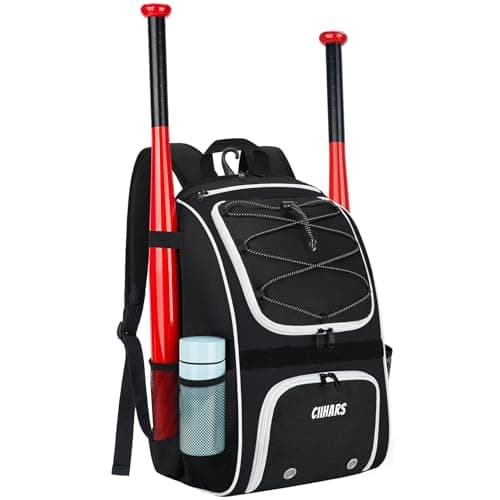 Ciihars Youth Baseball Bag - Baseball Backpack Bat & Glove Holder, T-Ball & Softball Equipment & Gear,Large Main Compartment for Helmet & accessories, Fence Hook，Insulation Pocket (black) - Image 1