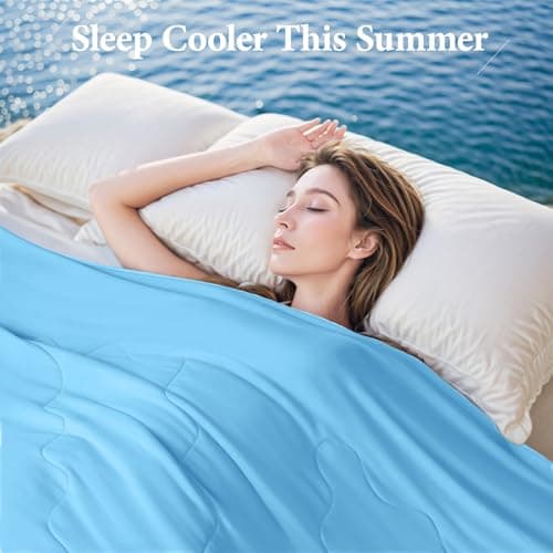 BestGlory Cooling Comforter Queen Size, Cooling Blankets for Hot Sleepers and Night Sweats, Double Side Cool Soft Light Micro Gravity and Breathable Absorb Heat Bed Blanket 90"×90" Inches, Dark Blue - Thumbnail 6