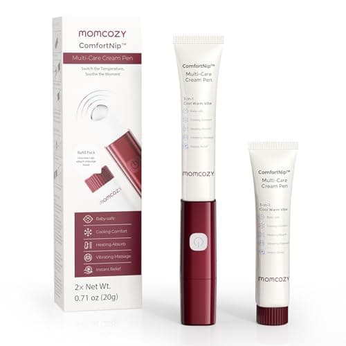 Momcozy ComfortNip™ 3-in-1 Multi-Care Cream Pen Kit, Heat/Cool/Vibe Breastfeeding Pen + Nipple Cream Refills Combo, Rechargeable Touch-Free 316 Steel Head for Nipple Pain Relief & Clogged Ducts - Image 1
