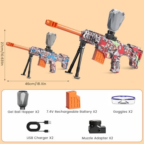 Lazzarou 2 Pack Electric Blaster Toys, Full Auto Splatter Blasters - 11 Rs Per Seconds, 7.4V/500 mAh Batteries, Perfect for Outdoor Team Play Game Activities, Parties & Summer Fun, Ages 12 & Up - Thumbnail 5