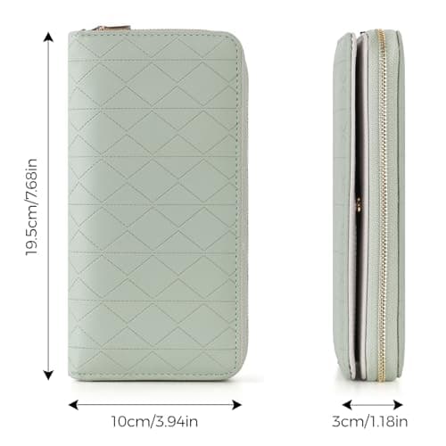 Charltu Women Wallet PU Soft Leather Wallets For Women Diamond-Quilted Texture Bifold Credit Long Card Holder With ID Window Coin and Cash Organizers Large Capicity Ladies Wallet, Dark Pink - Thumbnail 5