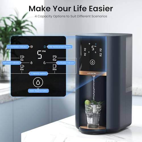 Leysern Countertop Reverse Osmosis Water Filter System, 5-Stage RO Filtration with UV, 4:1 Pure to Drain, Innovative 360° Swivel Base, Portable No Installation Water Purifier with 4 Capacity - Thumbnail 5