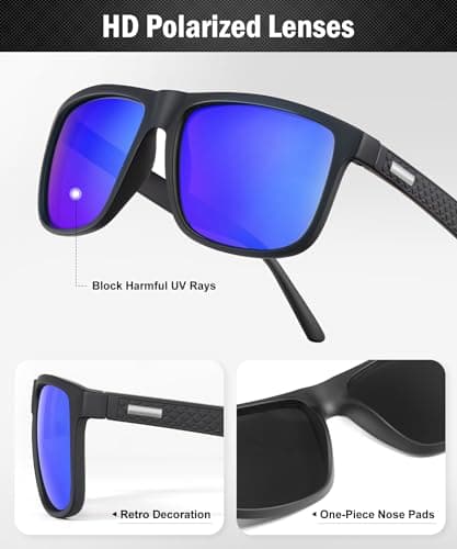 CIFOYA Sunglasses-for-Men Polarized Mens Sunglasses: Retro Sun glasses with UV Protection for Driving Fishing Golf - Thumbnail 3
