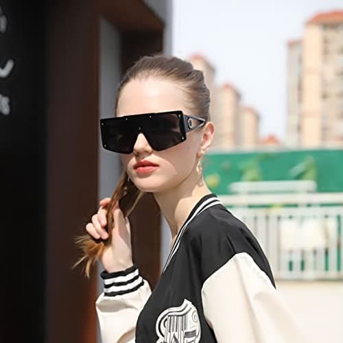 FEISEDY Women Sunglasses, Oversized Square Flat Top Shield Shades for Men B4060 - Thumbnail 6