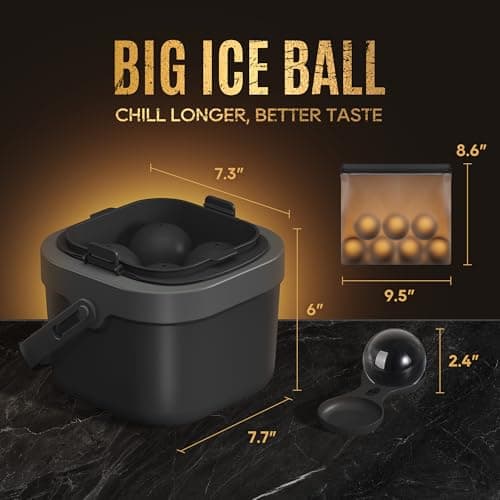 Mooues Clear Ice Ball Maker Mold, Whiskey Ice Cube Tray, 2.4 Inch Large Round Ice Molds for Cocktails Whisky Bourbon Liquor, Best Dad Ever Gifts for New Dad Husband Men who Have Everything - Thumbnail 3