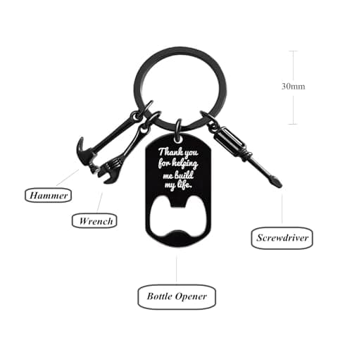 Ediseng Personalized Dad Gifts from Daughter Wife Son,Funny Father Day Gifts,Cool Dad Birthday Gifts,One Piece Keychain with Bottle Opener,Hammer,Screwdriver and Wrench (black) - Thumbnail 6