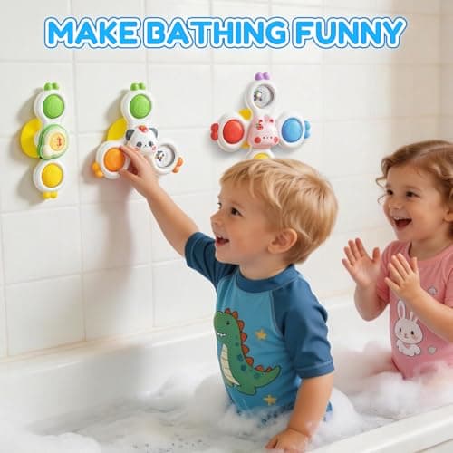3PCS Suction Cup Spinners for Babies,Montessori Baby Bath Toys for 0-6-12 Months,Baby Rattle for Travel,First Birthday Gifts,Sensory Toys for 1 Year Old Boys and Girls - Thumbnail 6