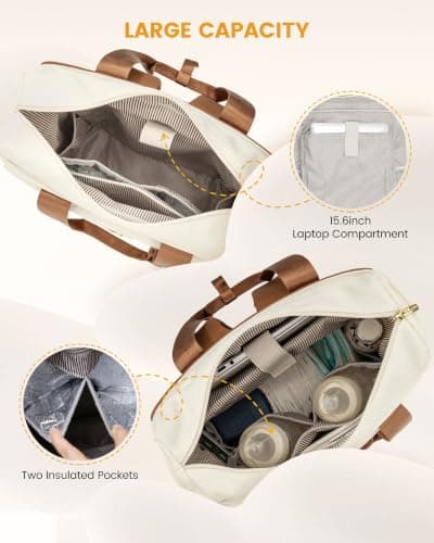 LOVEVOOK Diaper Bag Backpack,Diaper Tote Bag with Insulated Pockets,Bag with Changing Pad,Large Bag with Pacifier Case,15.6 Inch Anti-Theft Laptop Backpack for Women - Thumbnail 3