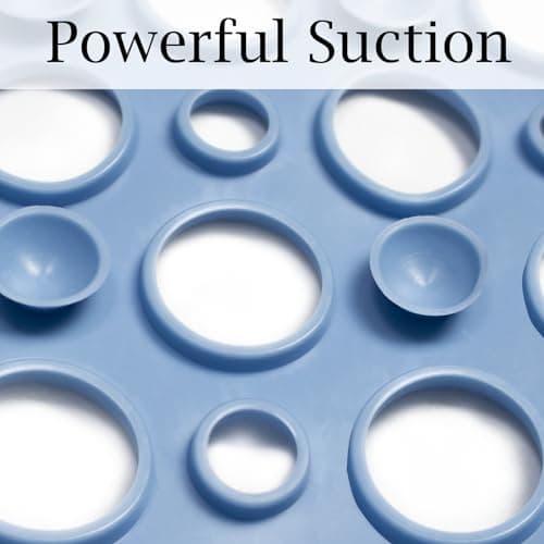 Tiamo Extra Large Shower Mat Non Slip,47 * 31 Inch Bathtub Mat for Shower with Big Suction Cups,Oversized Anti Slip Bath/Shower Mats for Inside Outside Shower,Perfect for Elderly, Blue - Thumbnail 2