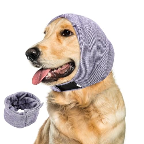 Ear Cover Wraps for Dogs Bath Grooming Drying Swimming, Dog Ear Muffs Noise Protection Winter,Adjustable Dog Calming Hoodie for Hematoma Anxiety Firework Thunder Warm Sleeping Shower Cap (LP) - Image 1