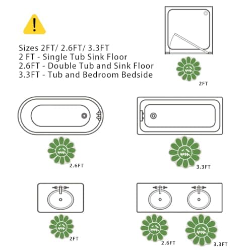 Shovagy Trippy Happy Face Rug Easter Bathroom Rugs Spring St. Patrick’s Day Decor Carpet Tufted Quick Dry Non Slip Bath Mats Water Absorbent 3.3FT Sage Green Bathroom Rugs - Thumbnail 2