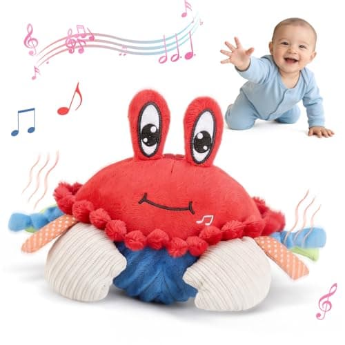 Crawling Crab Baby Toys 6-12 18 Months, Musical Dancing Crab Plush Toy - 45 Songs & Voice Recorder, Crawling Toy for Baby Infant Tummy Time, Crab Toy for 12-18 Months, Sensory Toys for Toddlers 1-3 - Thumbnail 2