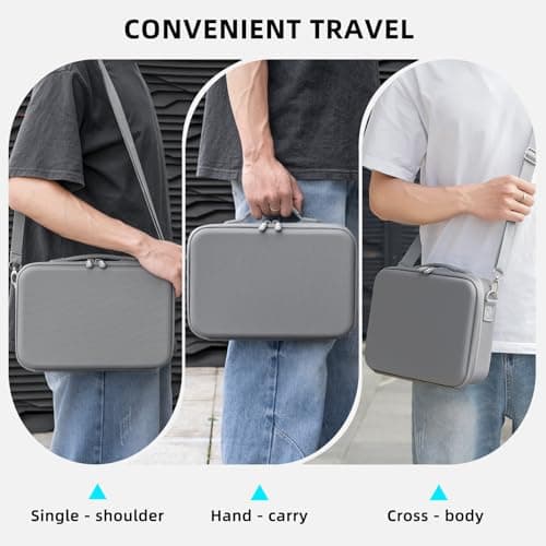 Flymile Carrying Case for Insta360 X5/X4 Air Camera, PU Portable Shoulder Large Hard Shell Bag – Protective Travel Storage Case for Bullet Time Handle/Selfie Stick and Other Accessories, Gray - Thumbnail 5