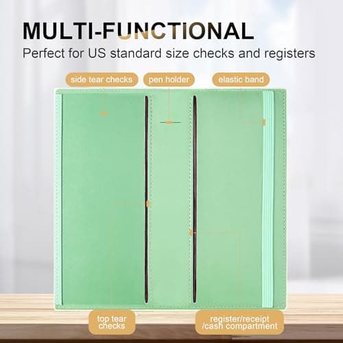 CASMONAL Checkbook Covers for Personal Checkbook Holder RFID Blocking Premium Leather Checkbook Cover for Duplicate Checks - Thumbnail 2