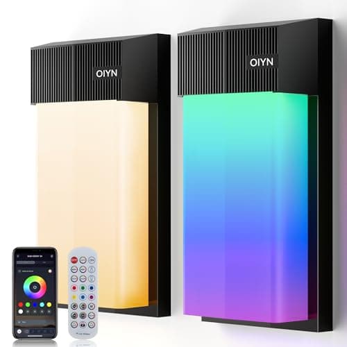 OIYN Outdoor Wall Light, Smart RGBICWW Porch Lights Outdoor, 1500LM Modern Wall Sconce with 30+ Scene Modes, Retome & APP Control, IP65 Waterproof Color-Changing DIY for Outdoor Decor, 2 Pack - Image 1