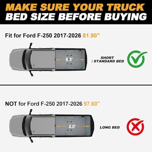 LUMWAY Truck Bed Mat for Ford F250 F350 F450 Super Duty Crew Cab 2017-2026, All Weather Truck Bed Liner for 2026 Ford F-250 F-350 F-450 Accessories, 6.8FT 81.9'' TPE Heavy Duty Cargo Liner Truck Mat - Thumbnail 2