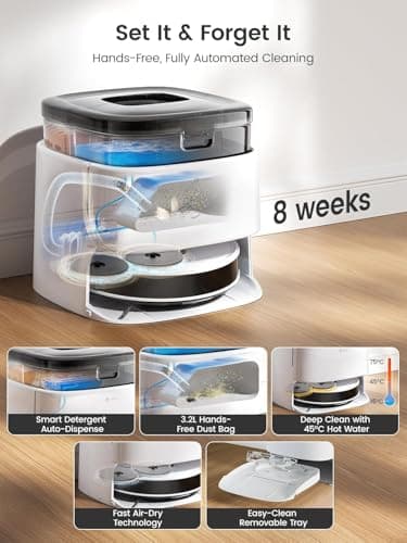Lefant Robot Vacuum and Mop, 12000Pa Suction, 90-Day Self-Emptying, Obstacle Avoidance, Auto Mop Washing&Drying, All-in-One for Pet Hair Carpet, 5G WiFi Alexa/APP/iWatch Control, M3 - Thumbnail 3