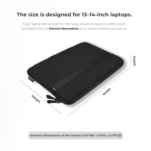 Acer Laptop Sleeve 14 inch, 13.3-14 inch Laptop Case, Shockproof Protective Laptop Briefcase, Waterproof Polyester Notebook Computer Bag for Acer HP ASUS MacBook Dell Lenovo, Black - Thumbnail 5