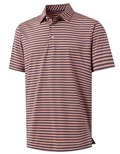 M MAELREG Golf Polo Shirts for Men Short Sleeve Dry Fit Striped Casual Collared Moisture Wicking Men's Golf Shirts - Image 1