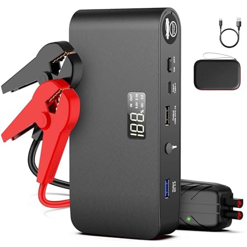 BOOKOO Car Battery Jump Starter 4000A,16000mAh Portable Battery Jumper Cables for Car 8L Gas 7L Diesel Engines,Jump Box with USB QC 3.0 PD 18W Fast Charging,3 LED Modes with SOS for Emergency Use - Image 1