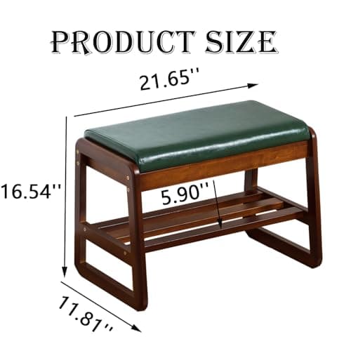 latifolia Shoe Rack Bench, Entryway Shoe Bench with Cushion, Flip-Open Storage Compartment, 2-Tier Shoe Organizer(Green,21.65''L) - Thumbnail 3