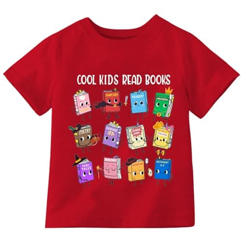 Reading Shirts for Kids – Cool Read Books Shirt Boys Girls Fun Book Lover Tee Tops Red - Image 1