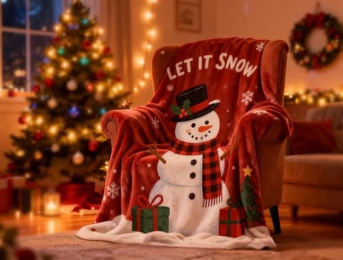 Carastora Christmas Snowman Flannel Holiday Blanket Measures 40x50in and is Perfect for use on The Sofa, Bed, or During picnics. Warm and Lightweight, Making it an Ideal Gift and Home Decoration. - Thumbnail 2