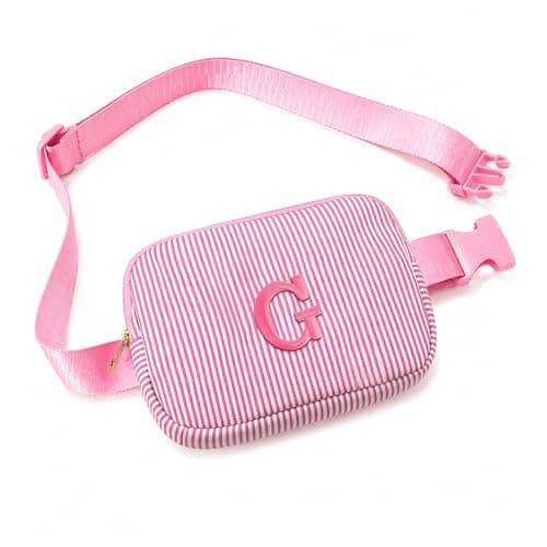 Fohufo Fanny Packs for Women - Initial Crossbody Bag Belt Bag Cute Stuff, Fanny Packs for Women Cross Body, Waist Bag Birthday Gifts for Mom Sister Friends, Pink Letter G - Image 1