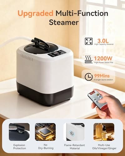 noerishia Portable Sauna for Home with 3L 1200W Steamer, Big Folding Chair, 99 Mins Timer, 9 Levels, Pernoanl Steam Sauna Tent Dual YKK Zippers for Home Spa Detoxification, 32' x32' x 71', Blue - Thumbnail 4