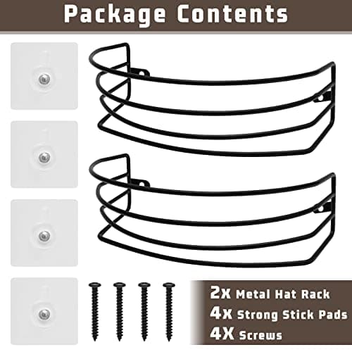 Fikoksol Hat Rack for Baseball Cap, Wall Mounted & Adhesive Hat Storage - Thumbnail 4