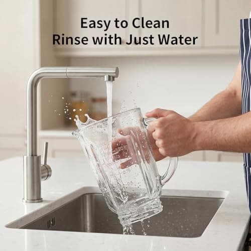 Glass Jar Blender for Smoothies & Shakes, 51 oz Countertop Blender with 2 Speeds + Pulse, 1100W Peak Power, Easy Cleaning, Removable Stainless Steel Blades for Sauces, Nut Milk & Puree, Black - Thumbnail 6