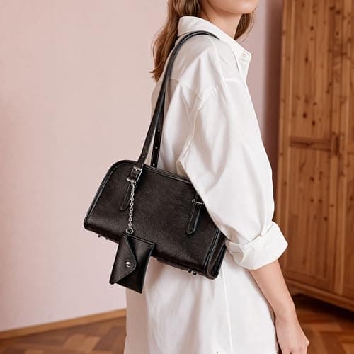 Goinsound Swing Zip Shoulder Bag Swing Purses for Women Shoulder Bag for Women Handbags with Adjustable Strap Black - Thumbnail 2