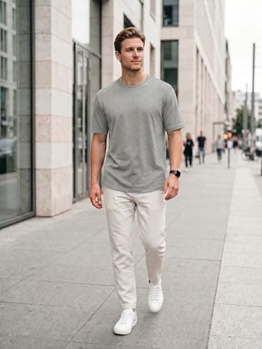 JEMLDL Mens T Shirts Short Sleeve Classic Basic T-Shirts Gym Workout Athletic Crew Neck Shirt Gray Big and Tall 5XL - Thumbnail 3