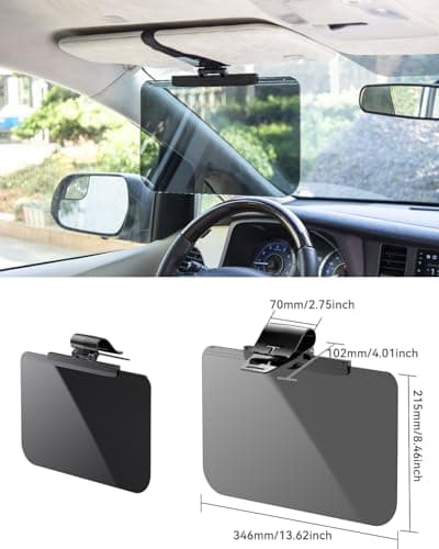 Sun Visor Extender for Cars, Polarized Anti Glare Sun Blocker & UV400 Protection, Adjustable Clip-On Extension for Car Visor, Universal Fit for Driver and Passenger Side (XL) - Thumbnail 3