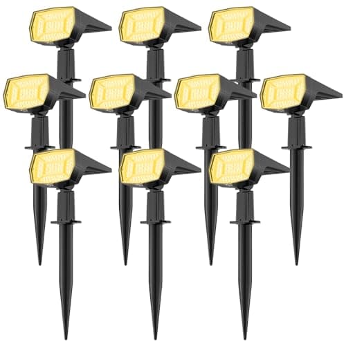 Fabrito Solar Spot Lights Outdoor Waterproof, 72 LEDs Landscape Spotlights with 3 Lighting Modes, 2-In-1 Dusk to Dawn Solar Flood Wall Lights for Garden/Yard/Tree/Pathway/Outside (Warm White) -10 Pack - Image 1
