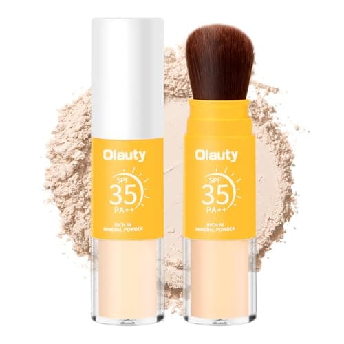 Mineral Powder Sunscreen, SPF Powder 35 Scalp Sunscreen, Brush On Powder Sunscreen for Face, Natural Setting Powder, Long Lasting Lightweight Breathable, Oil Control Natural Matte (#02 Medium)