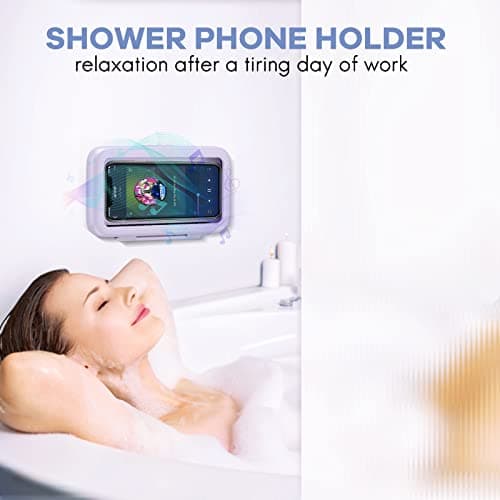 LC-dolida Shower Phone Holder Waterproof 480 Rotation Phone Stand Case Mount for Bathroom Batheub Kitchen Wall Mirro Compatible with iPhone 17 16 15 14 13 Plus Pro Max XS XR Women Men Gift - Thumbnail 6