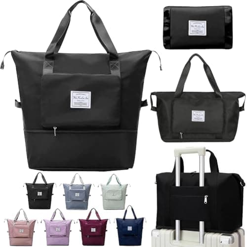 Large Capacity Foldable Travel Bag, Sports Shoulder Bag, Duffel Bag, Wet and Dry Separation, Waterproof Oxford Fabric, Black, Large - Image 1