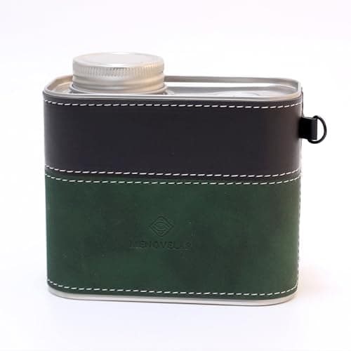 menovelar Airtight Coffee Container with One-Way Valve – 6oz Portable Coffee Bean Jar, Anti-Moisture Two-Tone PU Leather Canister, Great Gift for Camping & Travel(dark green)