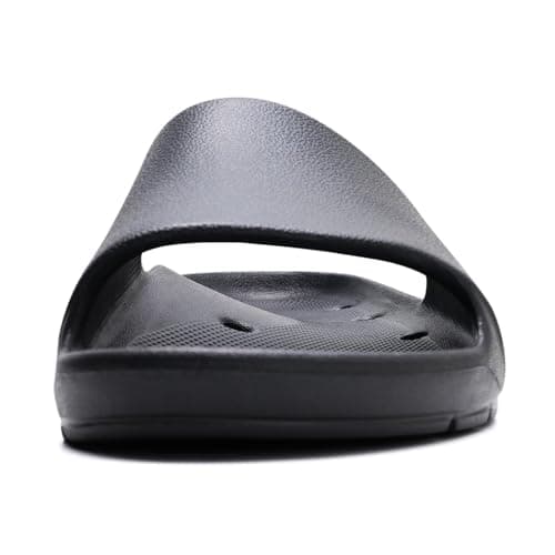 GETOEU Arch Support Shower Shoes for Women and Men Quick Drying with Drain Holes Slide Sandals Soft Cushioned Anti-Slip Pool Slides Comfort Bathroom Shower Slides,Black - Thumbnail 5