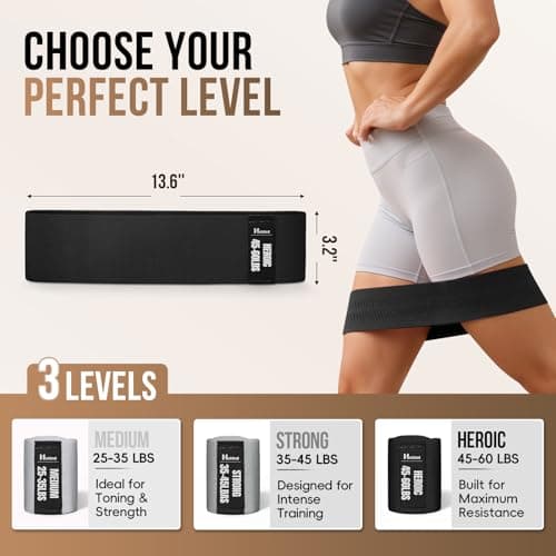 Fabric Resistance Bands for Working Out with Exercise Guide, 3 Levels Hip & Glute Bands Set for Legs, Squats, Yoga, Fitness & Physical Therapy for Women and Men (Gradient Gray, 25-60pounds) - Thumbnail 3