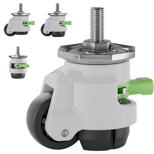 TESUMI Heavy Duty Stem Leveling Casters Set of 4, 2200LBS Load Capacity Adjustable Leveling Feet, Retractable Swivel Industrial Casters for Workbench, Machine, Equipment & Furniture, 2 Inch, T60 - Image 1