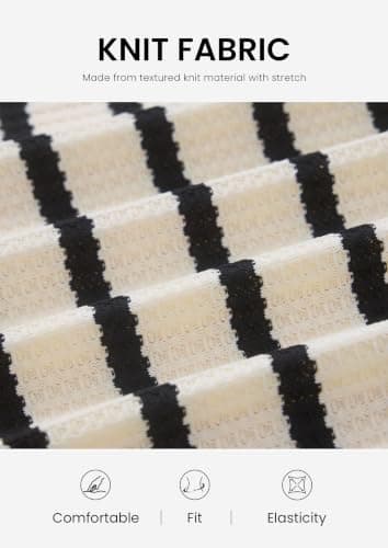 PRETTYGARDEN Sundresses for Women 2026 Summer Striped Knit Side Slit Spring Fashion Bodycon Maxi Dress Beach Vacation Clothes (Beige,XX-Large) - Thumbnail 5