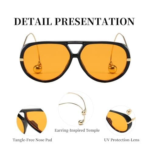 BOBUXLIIN Oversized Womens Aviator Sunglasses Retro Big Large Sunglasses for Women UV Protection Trendy Ladies Shades 2025 - Thumbnail 5