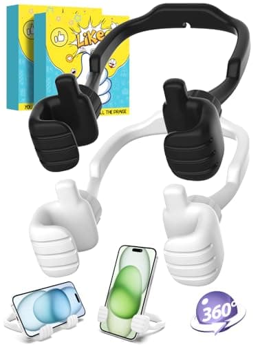 Gifts for Teens Boys Girls Adults Cell Phone Stand: UPGRADE Adjustable Thumbs Up Lazy Phone Holder for Desk Cool Gadgets for Men Women Adults Husband Wife Dad Him Fun Stocking Stuffers Birthday Gift - Image 1