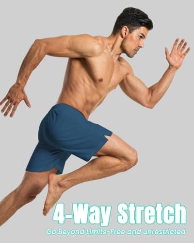 7 Inch 7in Men Swim Trunks Compression Liner Quick Dry Drawstring Male Swimwear Swimsuit Swimtrunks Boardshorts Bathing Suit Fair Beach Water Shorts Zipper Mesh Pocket Lined Inseam Harbor no Mesh - Thumbnail 4