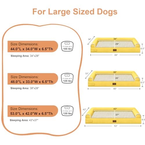 Large Dog Bed Orthopedic Washable: Beds Bolster XXL Bed Big XLarge Dogs Egg Crate Foam Sofa Couch Waterproof Removable Cover - Ginger - Thumbnail 6